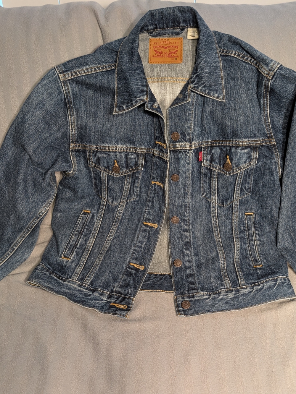 Levi's Painted Denim Jacket with Colorful Art Panel Size M Gustav Klimt Inspired - Picture 5 of 5
